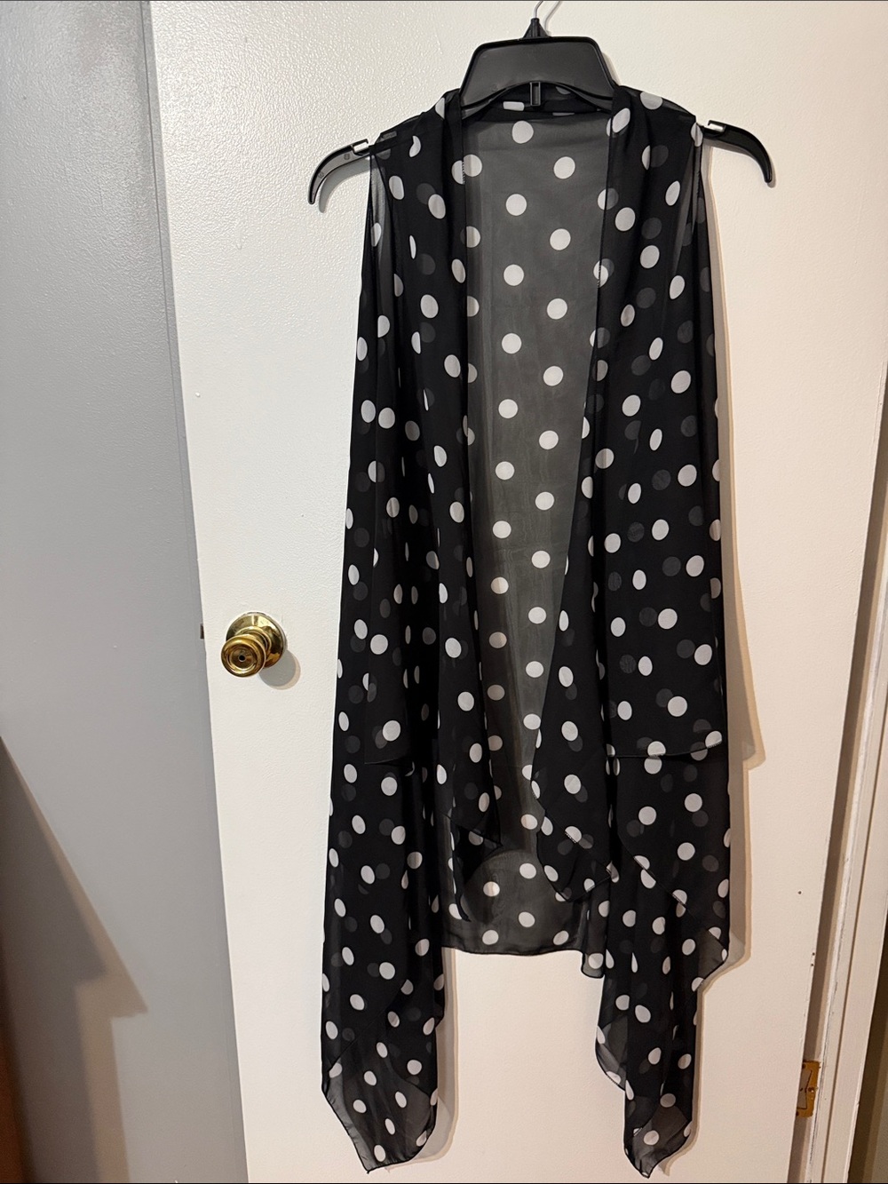 Black Polka Dot Sheer Drape Vest